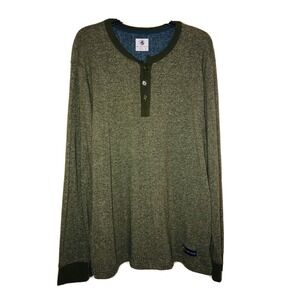 Southern Proper Mens Size Large‎ Olive Green Henley Long Sleeve Pullover Sweater